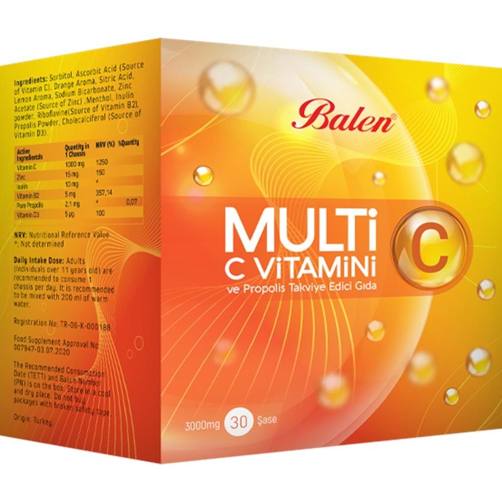 BALEN MULTİ-C C VİTAMİNİ VE PROPOLİS ŞASE 3000 MG *30