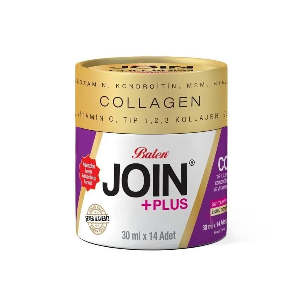 BALEN BALEN JOİN +PLUS TİP 1,2,3 KOLLAJEN, GLUKOZAMİN, KONDROİTİN, MSM, HYALURONİK ASİT VE VİTAMİN C SHOT 30 ML *10