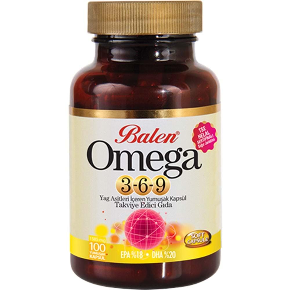 BALEN OMEGA 3-6-9 YAĞ ASİTLERİ İÇEREN YUMUŞAK KAPSÜL 1585 MG *100