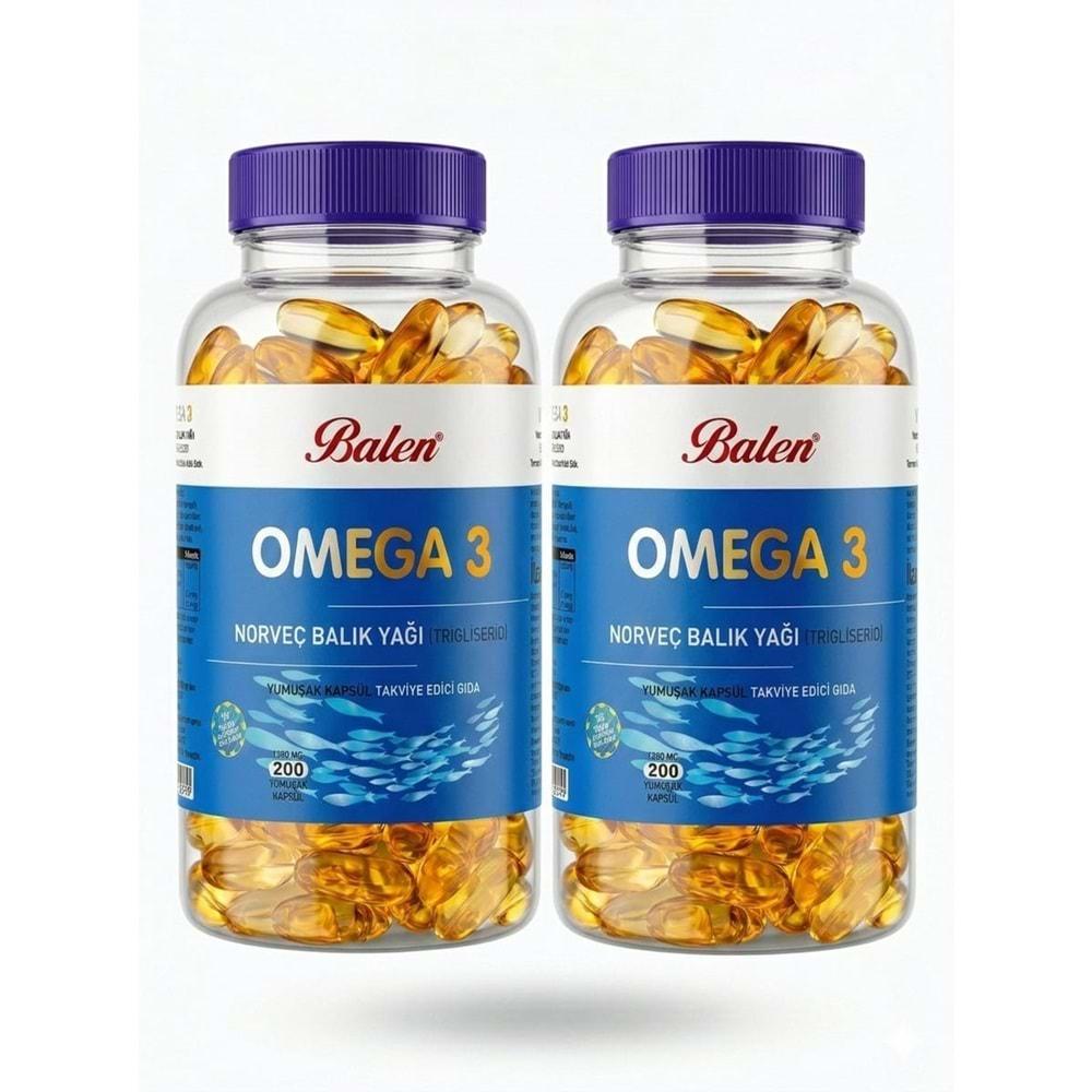 BALEN OMEGA 3 NORVEÇ BALIK YAĞI (TRİGLİSERİD) YUMŞAK KAPSÜL 1380 MG *200 2 ADET