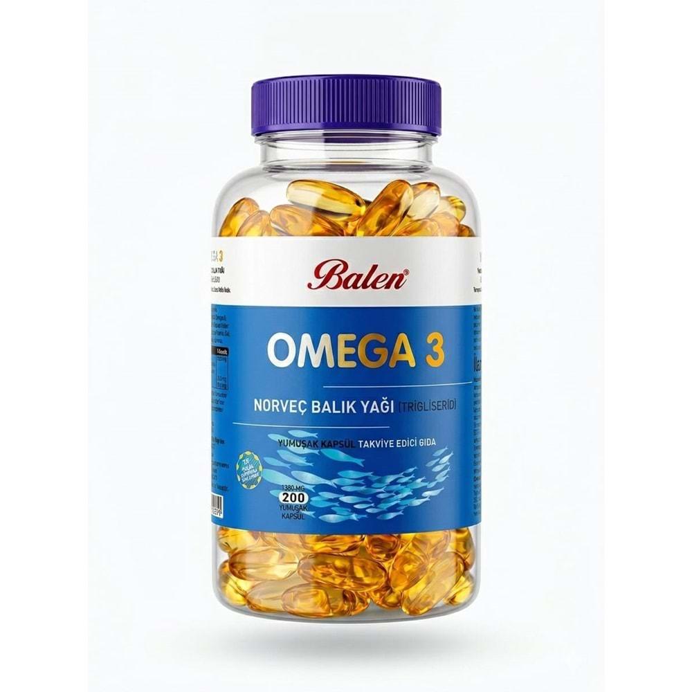 BALEN OMEGA 3 NORVEÇ BALIK YAĞI (TRİGLİSERİD) YUMŞAK KAPSÜL 1380 MG *200
