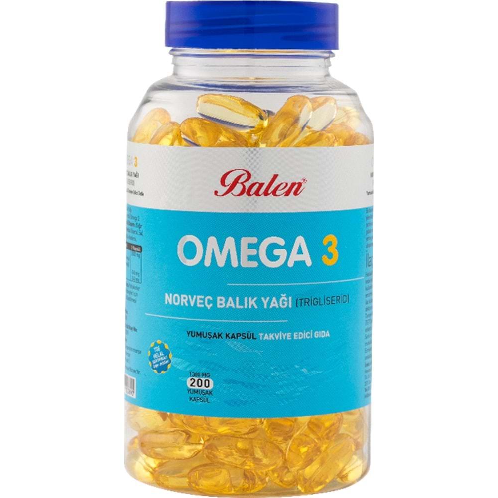 BALEN OMEGA 3 NORVEÇ BALIK YAĞI (TRİGLİSERİD) YUMŞAK KAPSÜL 1380 MG *200