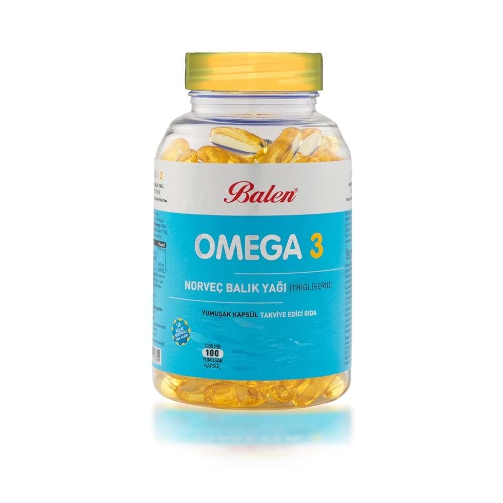 BALEN OMEGA 3 NORVEÇ BALIK YAĞI (TRİGLİSERİD) YUMŞAK KAPSÜL 1380 MG *100