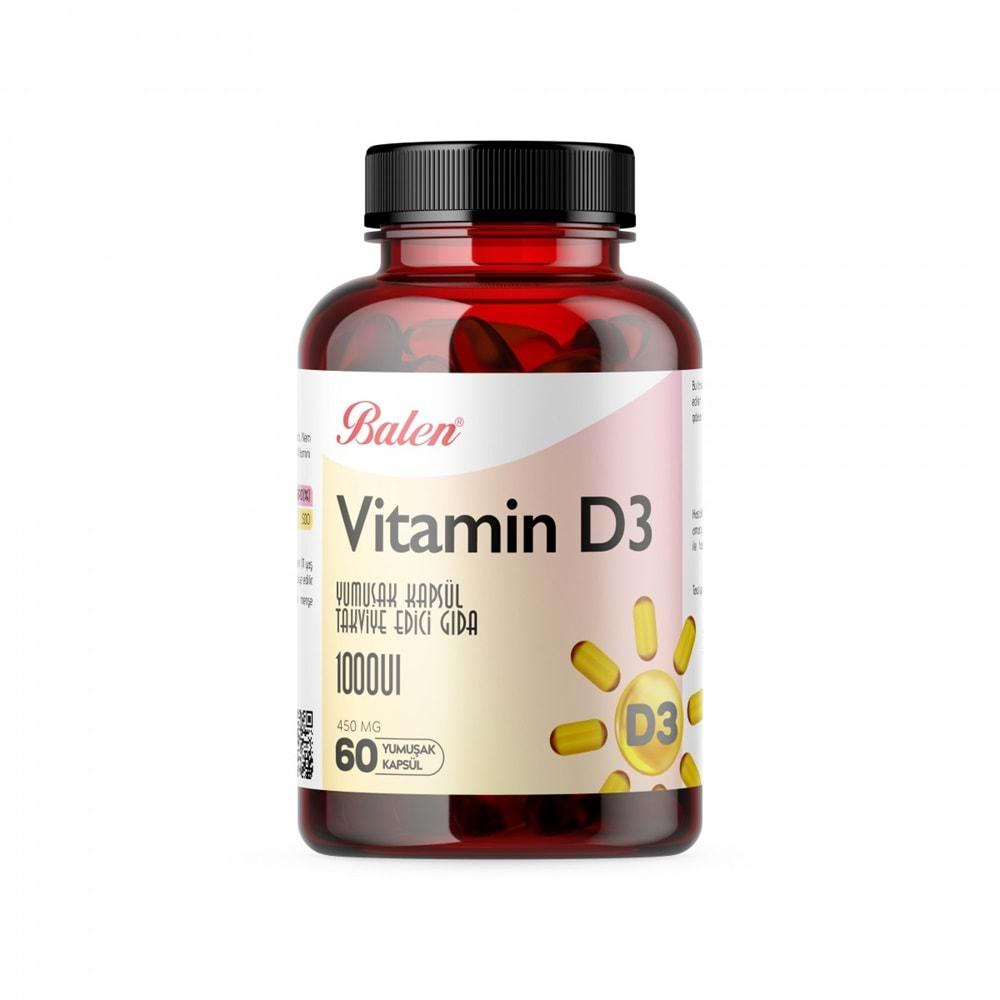 BALEN VİTAMİN D3 YUMUŞAK KAPSÜL 1000 IU 450 MG *60