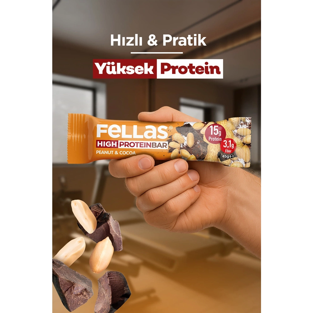 FELLAS YÜKSEK PROTEİN BAR - YER FISTIĞI VE KAKAO 45 G