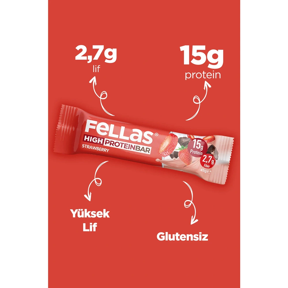 FELLAS YÜKSEK PROTEİN BAR - ÇİLEK 45 G
