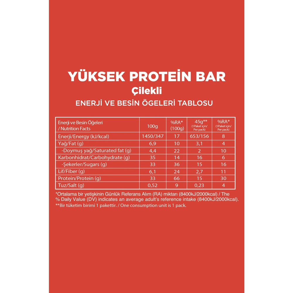 FELLAS YÜKSEK PROTEİN BAR - ÇİLEK 45 G