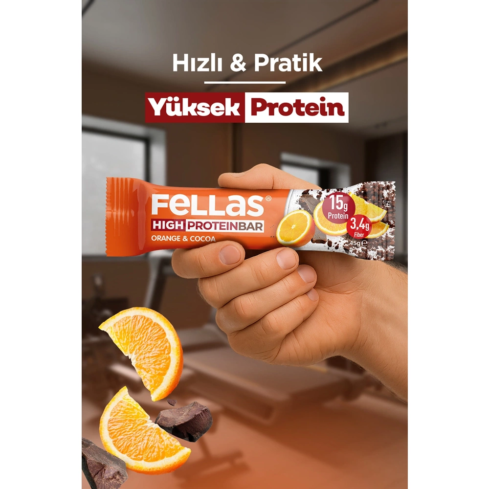 FELLAS YÜKSEK PROTEİN BAR - PORTAKAL & KAKAO 45 G