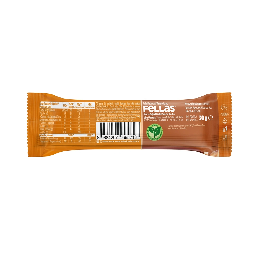 FELLAS YER FISTIKLI KURUYEMİŞ BAR 30 G