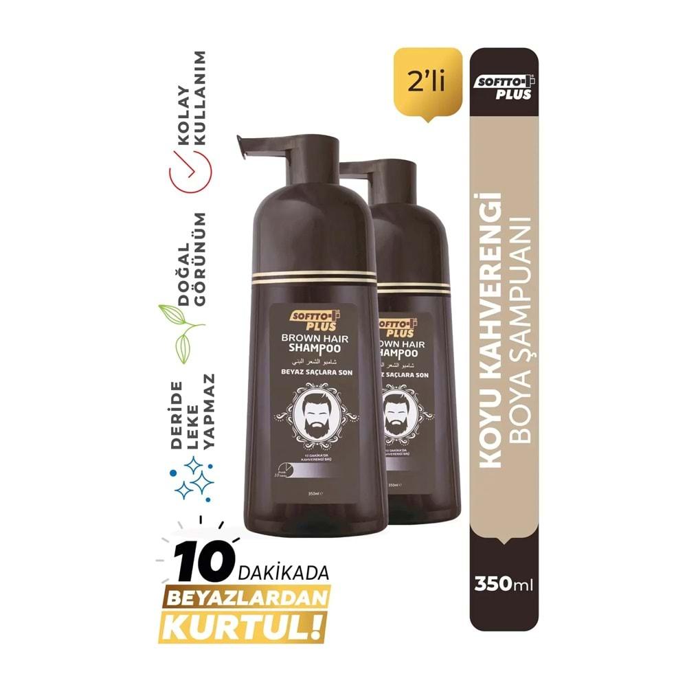 SOFTTO PLUS BROWN HAIR SHAMPOO 350 ML 2 Lİ