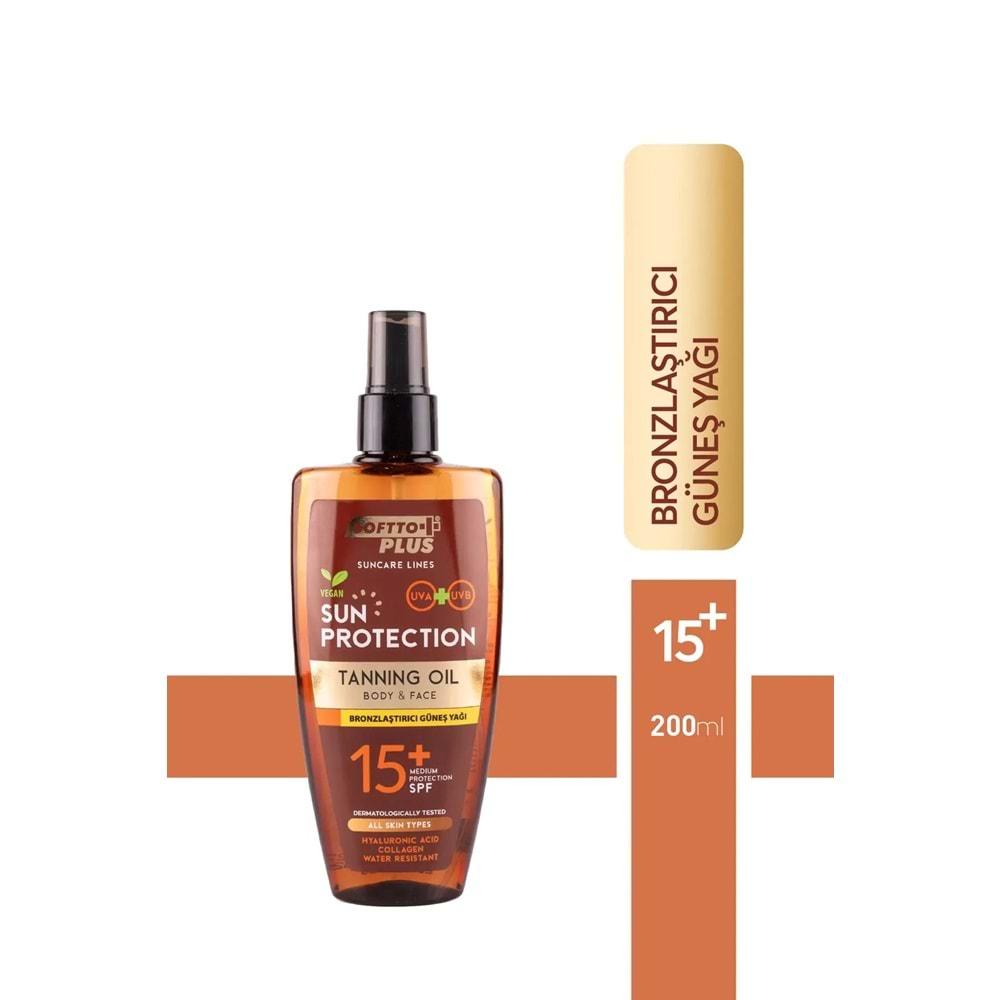SOFTTO PLUS BRONZLAŞTIRICI GÜNEŞ YAĞI SPF15 200 ML