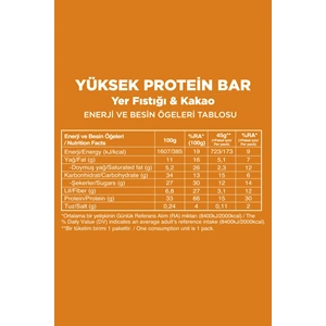 FELLAS YÜKSEK PROTEİN BAR - YER FISTIĞI VE KAKAO 45 G
