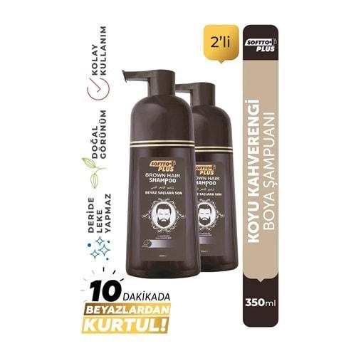 SOFTTO PLUS BROWN HAIR SHAMPOO 350 ML 2 Lİ