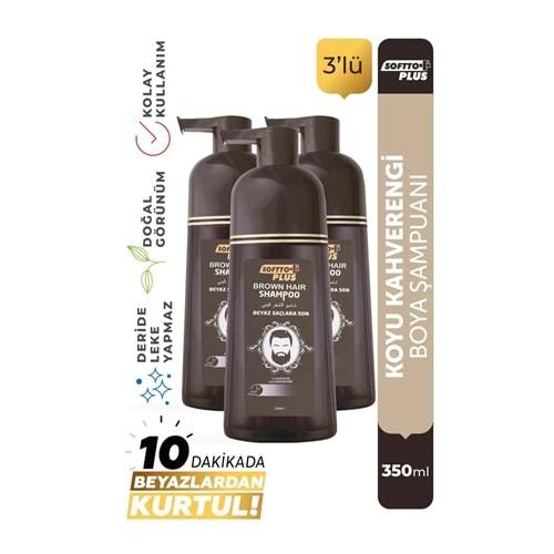SOFTTO PLUS BROWN HAIR SHAMPOO 350 ML 3 LÜ